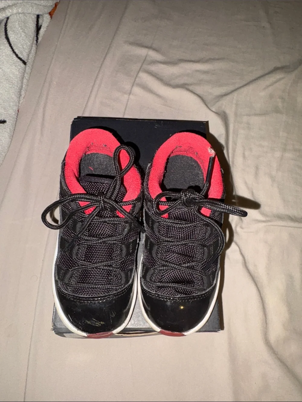 Jordan Kids Black and Red Retro Low Basketball Sneakers